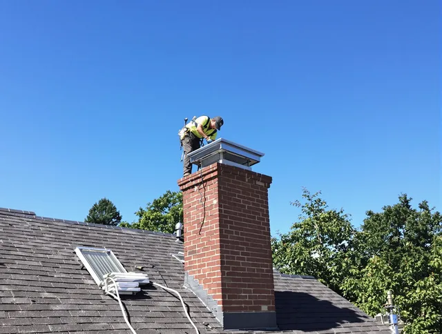 Jacksonville Chimney Sweep technician measuring a chimney cap in Jacksonville, FL