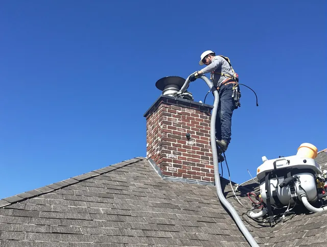 Dedicated Jacksonville Chimney Sweep team member cleaning a chimney in Jacksonville, FL