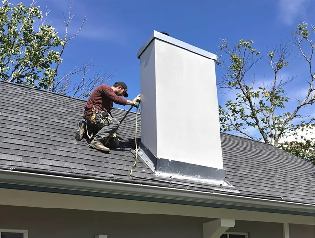 Jacksonville Chimney Sweep team member finishing chimney construction in Jacksonville, FL