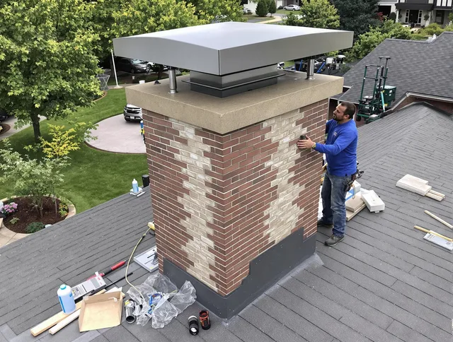 Jacksonville Chimney Sweep team working on a custom chimney remodel in Jacksonville, FL