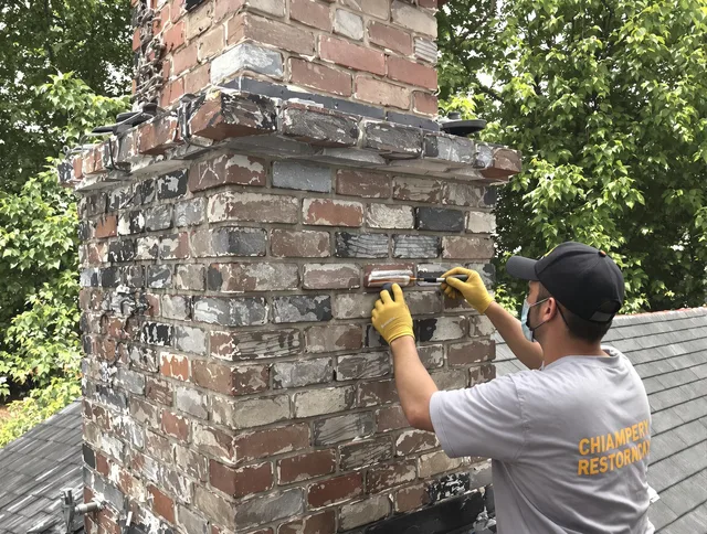 In-progress chimney restoration by Jacksonville Chimney Sweep in Jacksonville, FL