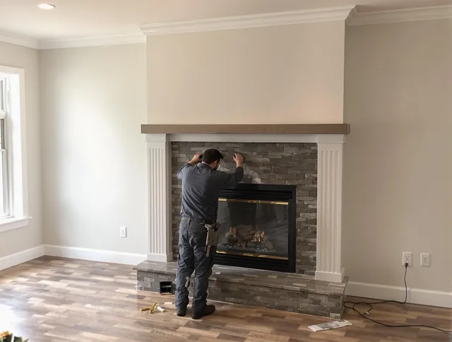 Jacksonville Chimney Sweep finishing a custom fireplace install in Jacksonville, FL